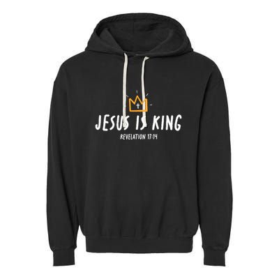 Jesus Is King Christ Is King King Of Kings Lord Of Lords Small Black Garment-Dyed Fleece Hoodie
