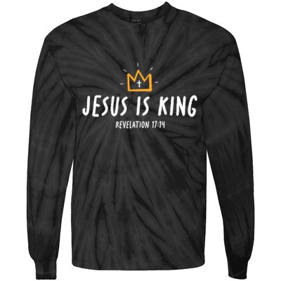 Jesus Is King Christ Is King King Of Kings Lord Of Lords Small Black Tie-Dye Long Sleeve Shirt