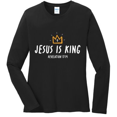 Jesus Is King Christ Is King King Of Kings Lord Of Lords Small Black Ladies Long Sleeve Shirt