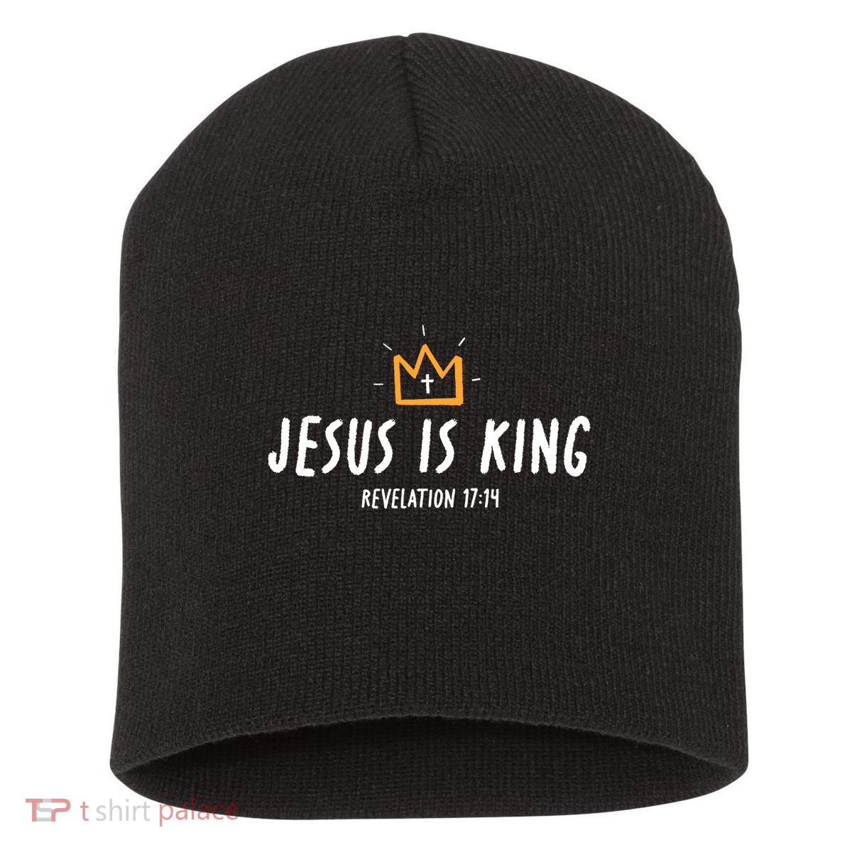 Jesus Is King Christ Is King King Of Kings Lord Of Lords Small Black Short Acrylic Beanie