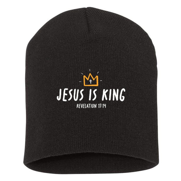 Jesus Is King Christ Is King King Of Kings Lord Of Lords Small Black Short Acrylic Beanie