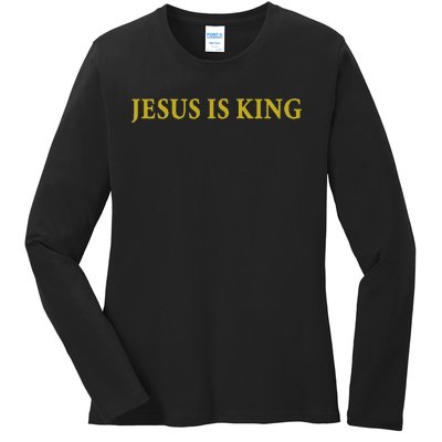 Jesus Is King Christian Ladies Long Sleeve Shirt