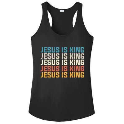 Jesus Is King Vintage Christian Church Ladies PosiCharge Competitor Racerback Tank