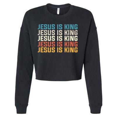 Jesus Is King Vintage Christian Church Cropped Pullover Crew