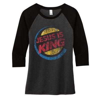 Jesus Is King Women's Tri-Blend 3/4-Sleeve Raglan Shirt