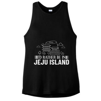 Jeju Island Korea City Skyline Map Travel Ladies PosiCharge Tri-Blend Wicking Tank