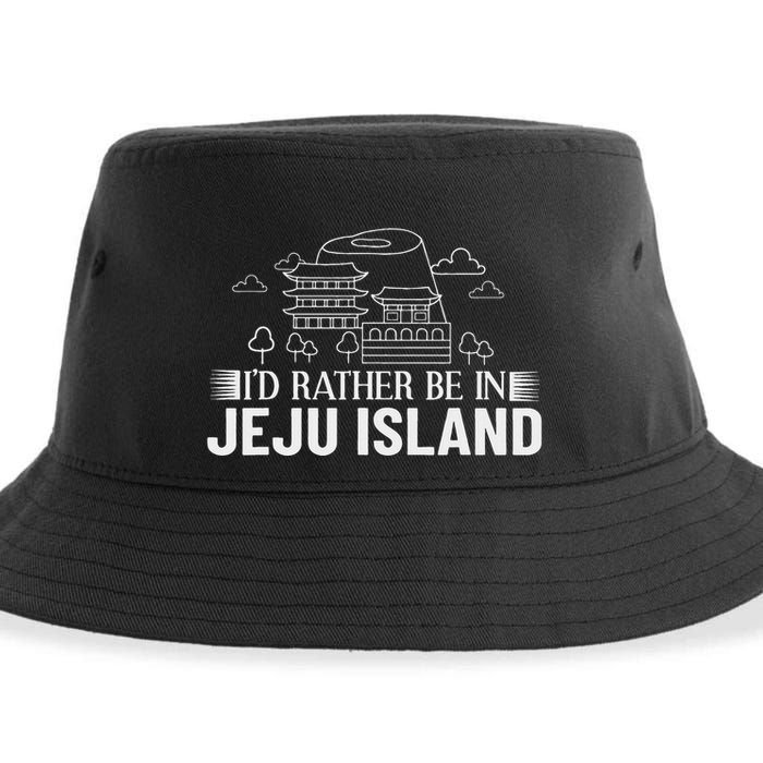 Jeju Island Korea City Skyline Map Travel Sustainable Bucket Hat