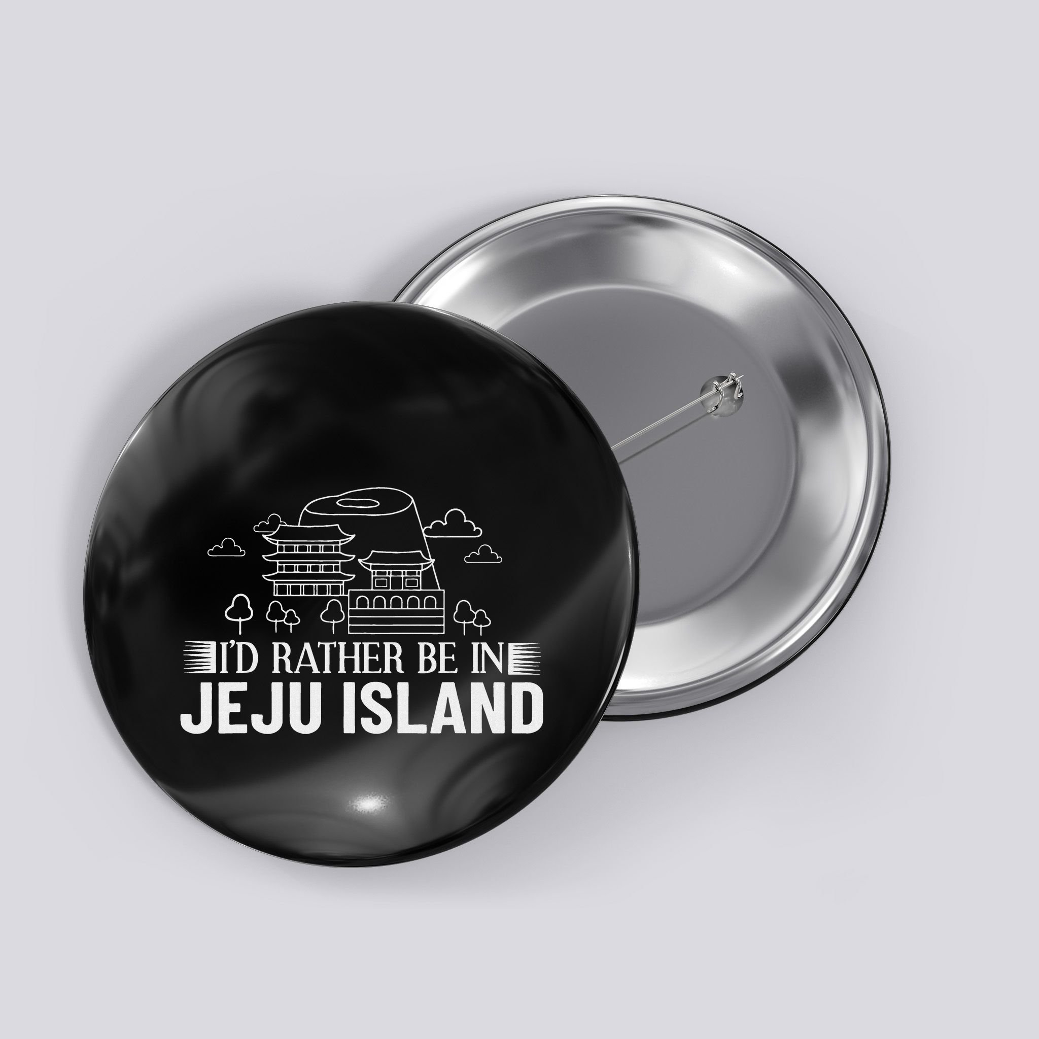 Jeju Island Korea City Skyline Map Travel Button
