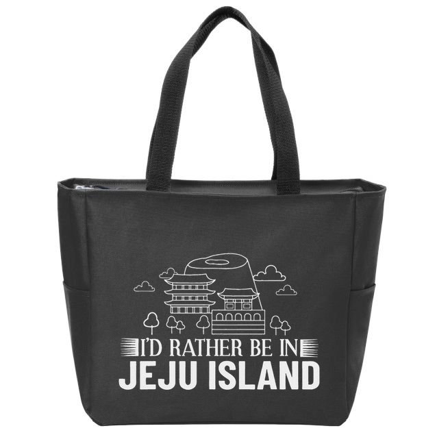 Jeju Island Korea City Skyline Map Travel Zip Tote Bag
