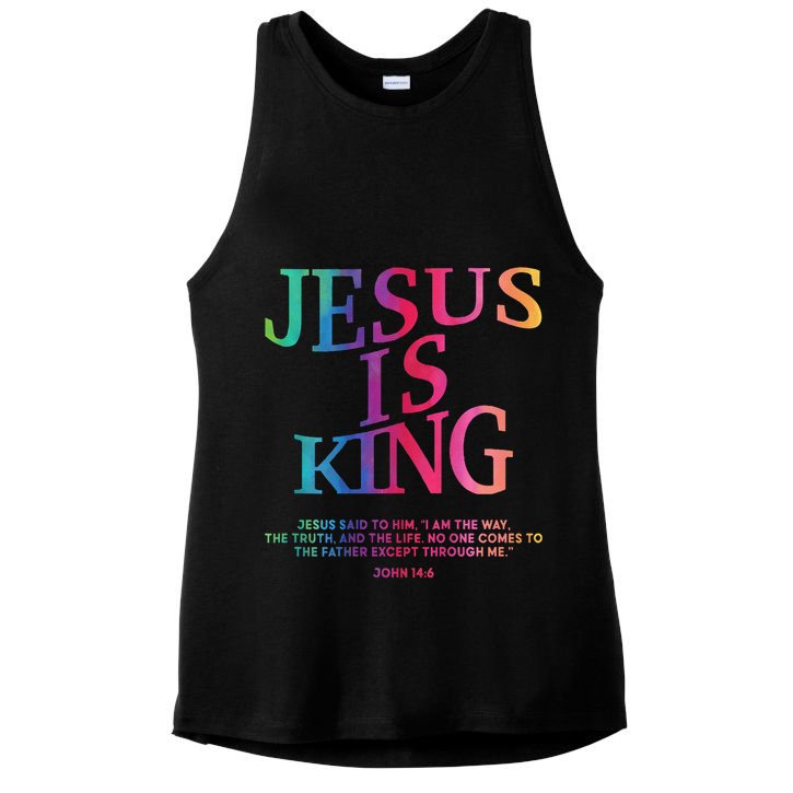 Jesus Is King Christian Church Teen Girl Loves God Ladies PosiCharge Tri-Blend Wicking Tank