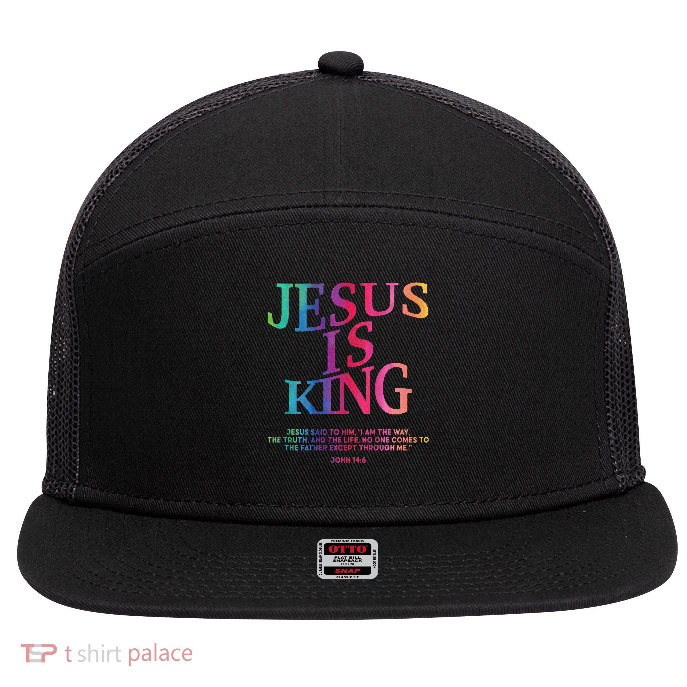 Jesus Is King Christian Church Teen Girl Loves God 7 Panel Mesh Trucker Snapback Hat
