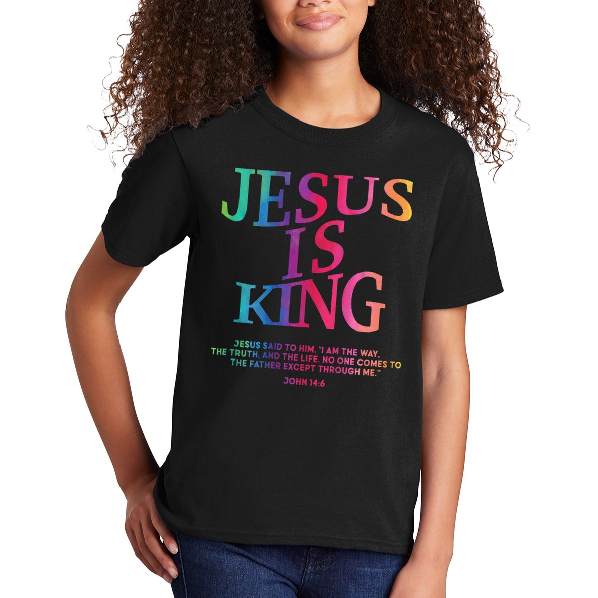 Jesus Is King Christian Church Teen Girl Loves God Kids T-Shirt
