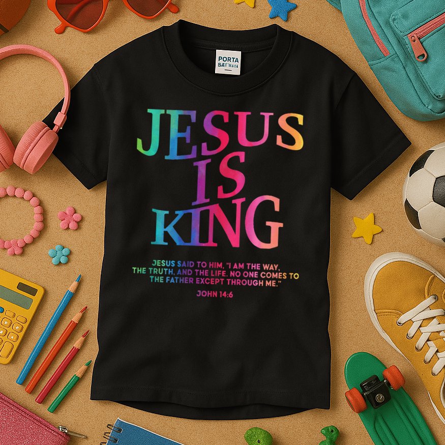 Jesus Is King Christian Church Teen Girl Loves God Kids T-Shirt