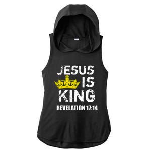 Jesus Is King Faith God Christian Ladies PosiCharge Tri-Blend Wicking Draft Hoodie Tank