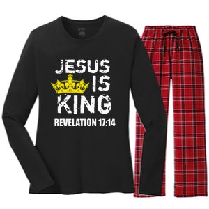 Jesus Is King Faith God Christian Women's Long Sleeve Flannel Pajama Set 