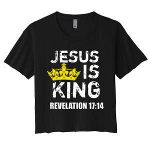 Jesus Is King Faith God Christian Women's Crop Top Tee