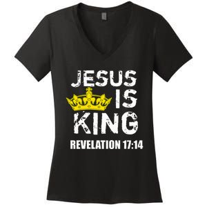 Jesus Is King Faith God Christian Women's V-Neck T-Shirt