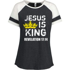 Jesus Is King Faith God Christian Enza Ladies Jersey Colorblock Tee