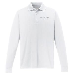 Jesus Is King Bold Modern Christian Performance Long Sleeve Polo