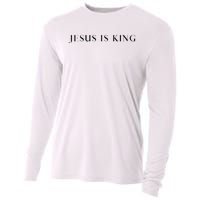 Jesus Is King Bold Modern Christian Cooling Performance Long Sleeve Crew