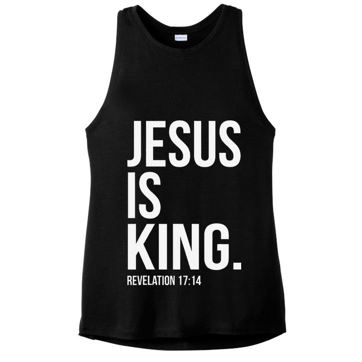 Jesus Is King Bible Scripture Christian Ladies PosiCharge Tri-Blend Wicking Tank