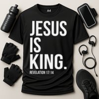 Jesus Is King Bible Scripture Christian Cooling Performance Crew T-Shirt