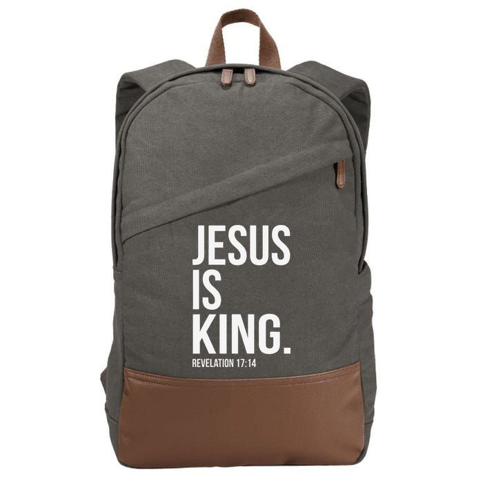 Jesus Is King Bible Scripture Christian Cotton Canvas Backpack