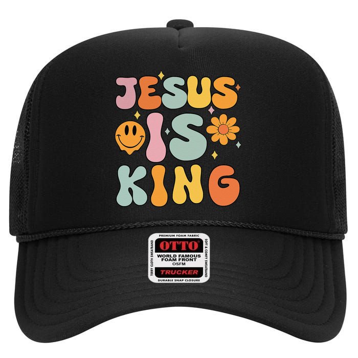 Jesus Is King Christian Religious High Crown Mesh Back Trucker Hat