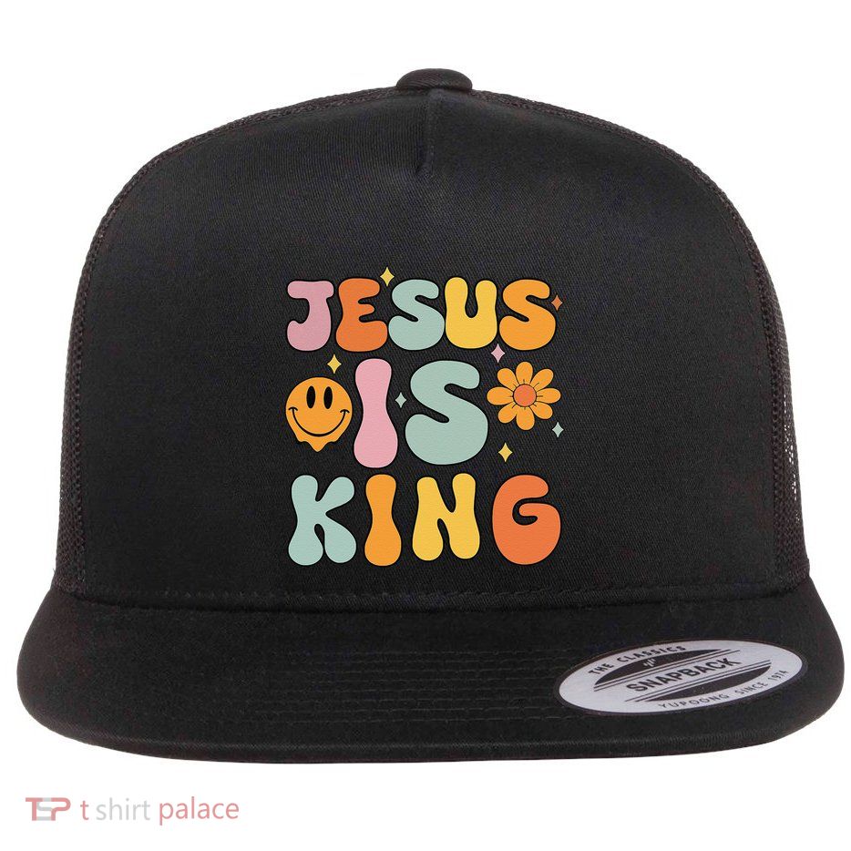 Jesus Is King Christian Religious Flat Bill Trucker Hat