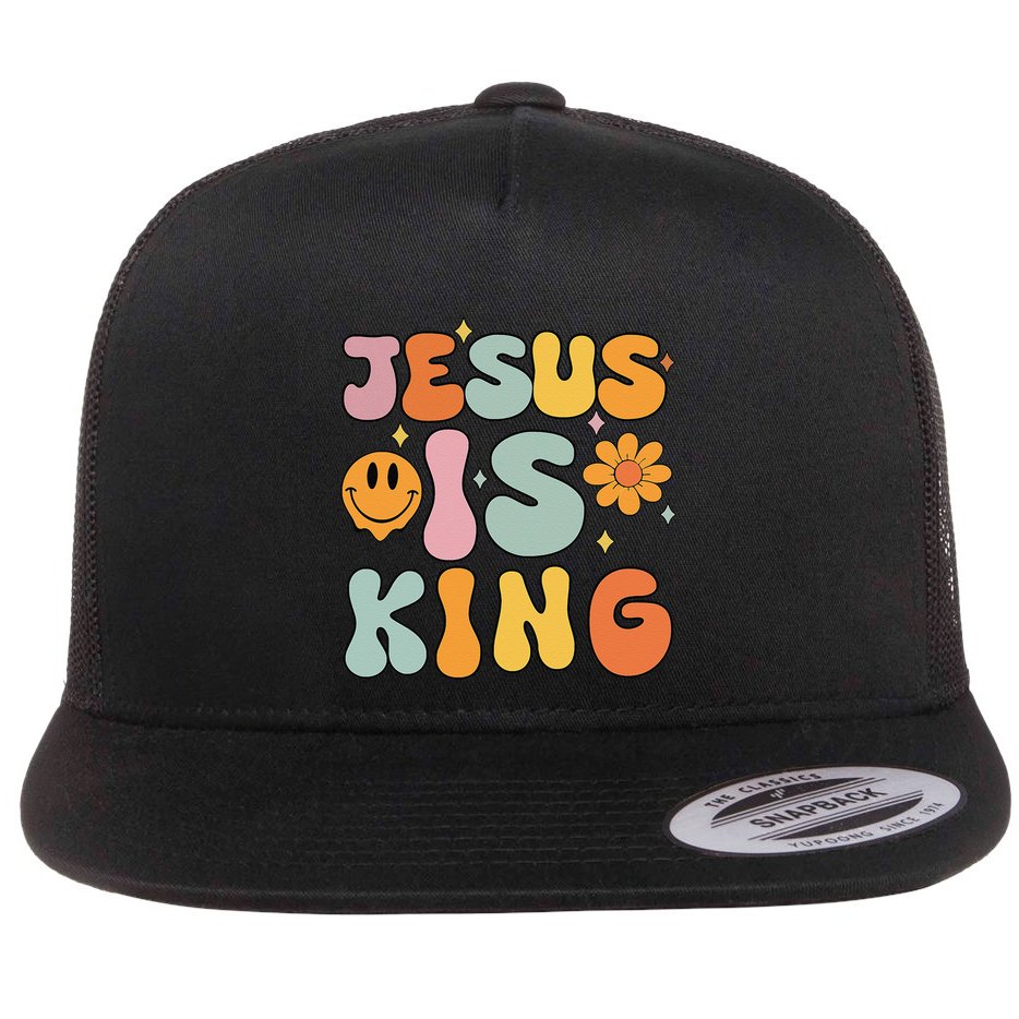 Jesus Is King Christian Religious Flat Bill Trucker Hat