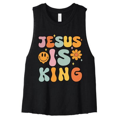 Jesus Is King Christian Religious Women's Racerback Cropped Tank