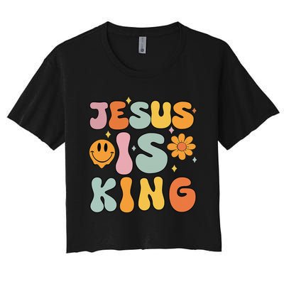 Jesus Is King Christian Religious Women's Crop Top Tee