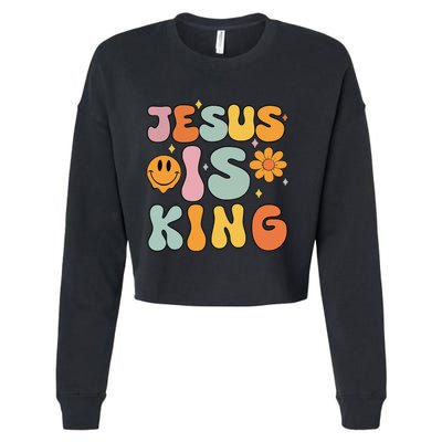 Jesus Is King Christian Religious Cropped Pullover Crew