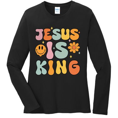 Jesus Is King Christian Religious Ladies Long Sleeve Shirt