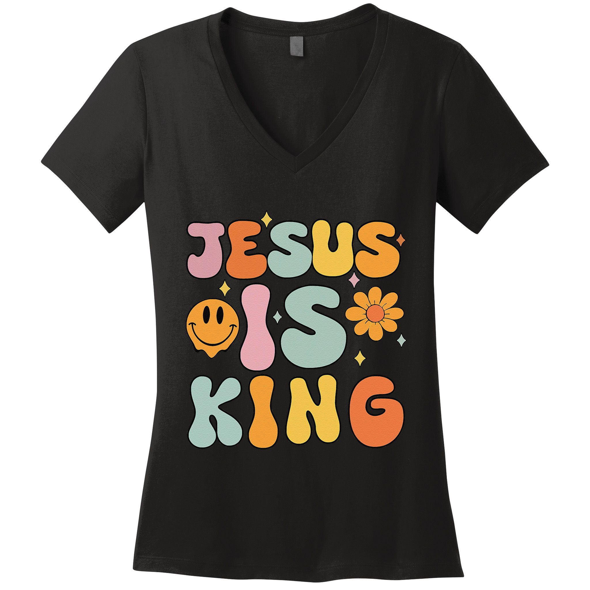 Jesus Is King Christian Religious Women's V-Neck T-Shirt