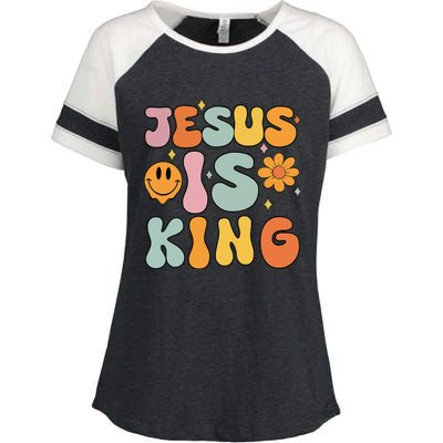 Jesus Is King Christian Religious Enza Ladies Jersey Colorblock Tee