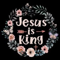 Jesus Is King Religious Floral Christian Bucket Hat