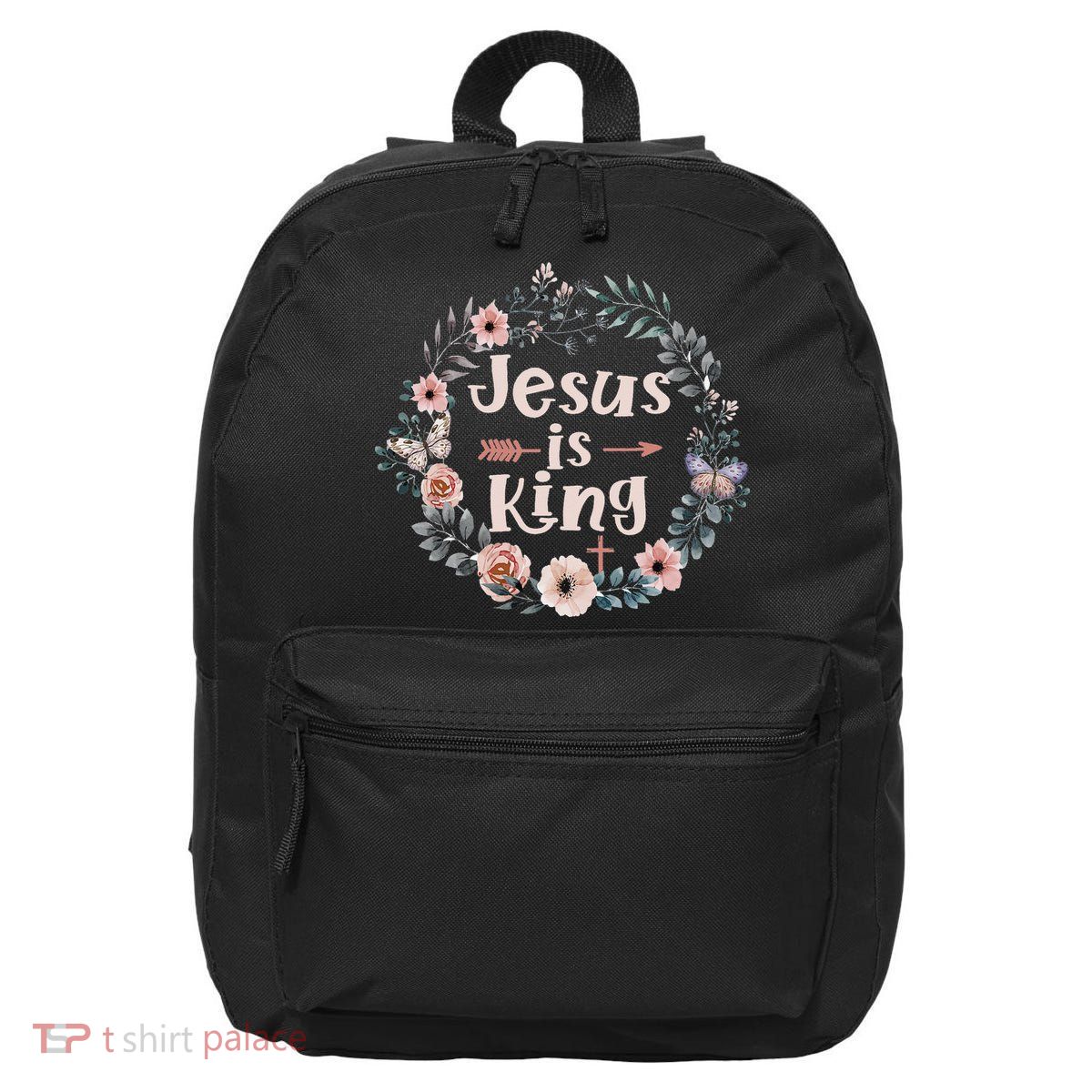 Jesus Is King Religious Floral Christian 16 in Basic Backpack