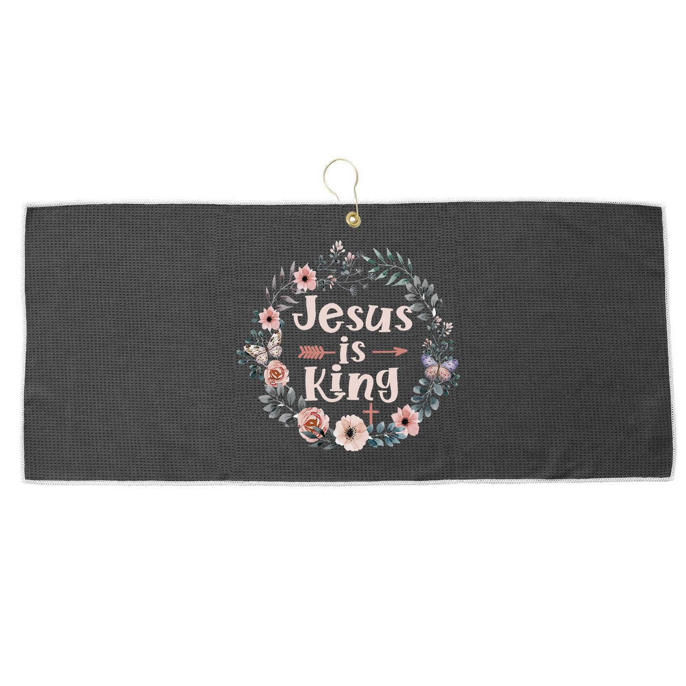 Jesus Is King Religious Floral Christian Large Microfiber Waffle Golf Towel