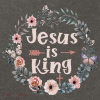 Jesus Is King Religious Floral Christian Cotton Canvas Backpack