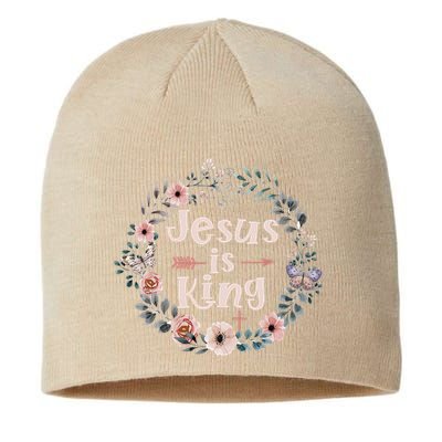Jesus Is King Religious Floral Christian Sustainable Beanie