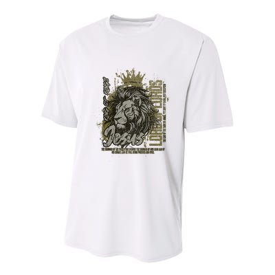 Jesus Is King Of Kings Jesus Lion Of Judah Christian Lion Youth Performance Sprint T-Shirt
