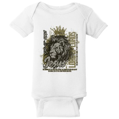 Jesus Is King Of Kings Jesus Lion Of Judah Christian Lion Baby Bodysuit