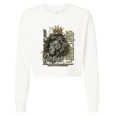 Jesus Is King Of Kings Jesus Lion Of Judah Christian Lion Cropped Pullover Crew