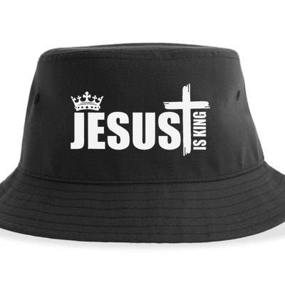Jesus Is King Simple Crown Logo Sustainable Bucket Hat