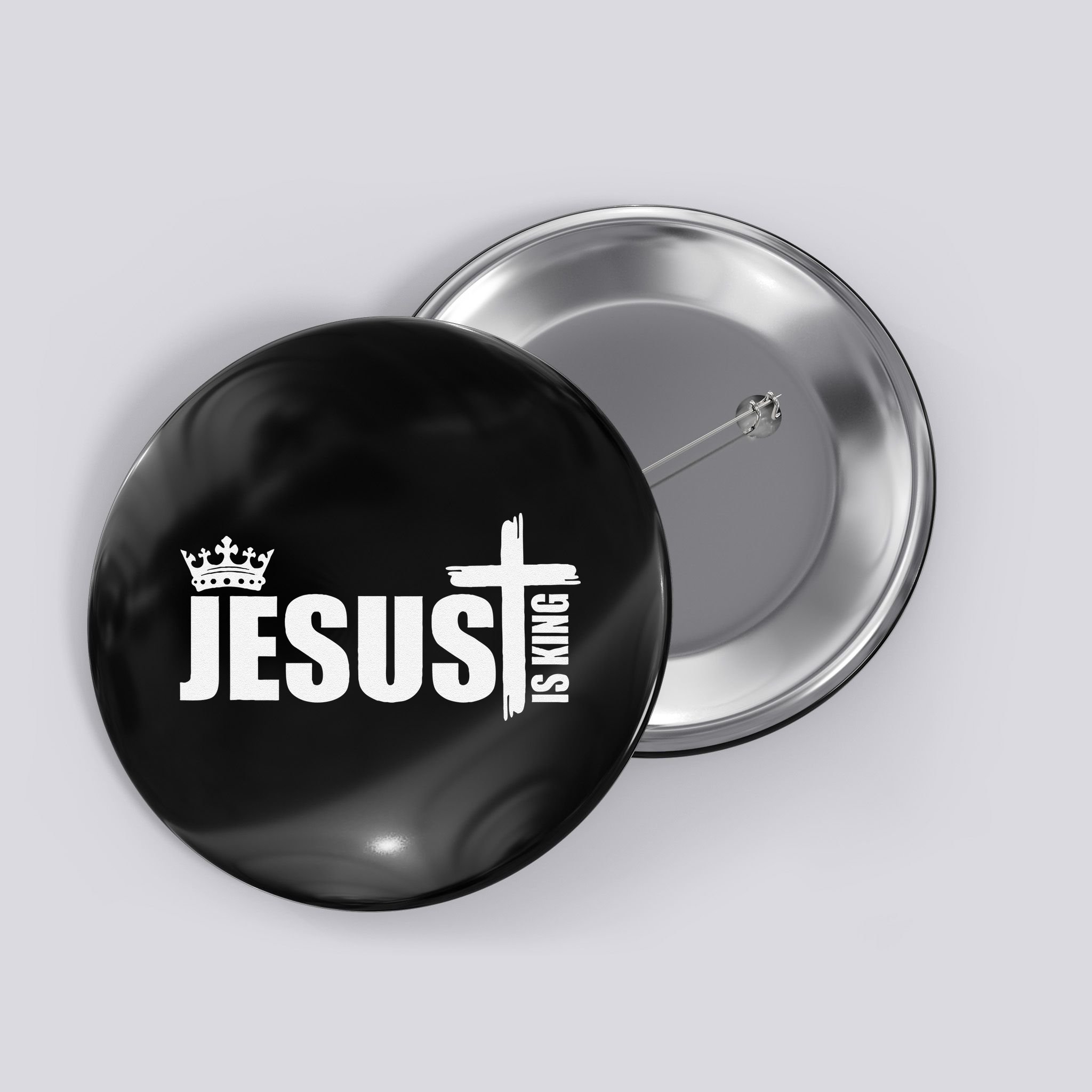 Jesus Is King Simple Crown Logo Button