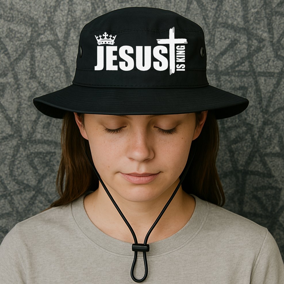 Jesus Is King Simple Crown Logo Bucket Hat