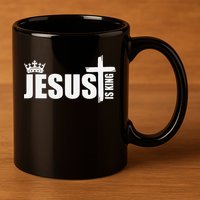 Jesus Is King Simple Crown Logo 11oz C Handle Ceramic Mug