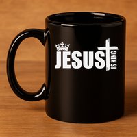 Jesus Is King Simple Crown Logo 11oz C Handle Ceramic Mug