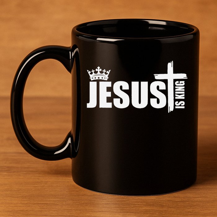 Jesus Is King Simple Crown Logo 11oz C Handle Ceramic Mug